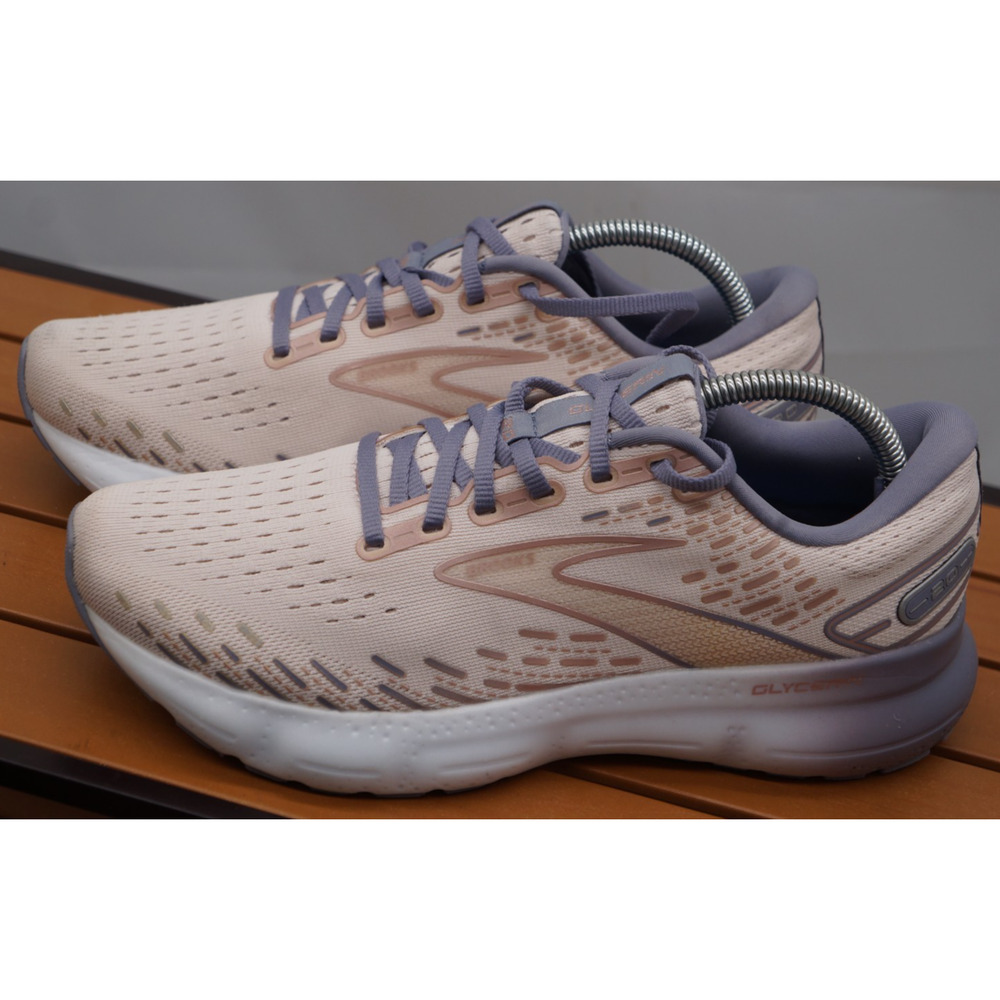 Brooks Women Glycerin 20 Running Shoes Beige Lilac Comfort Cushioned Gym Sz 9 - Picture 2 of 10